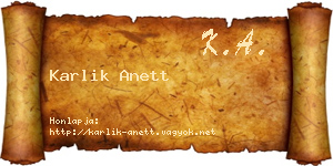 Karlik Anett névjegykártya