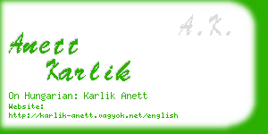 anett karlik business card